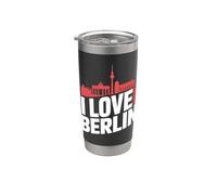 I Love Berlin Cityscape Horizonte Orgullo Vaso térmico de acero inoxidable de doble pared