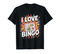 I Love Bingo Diversión Vibrante Explosión Camiseta gráfica económica, Hombre, Negro, XL