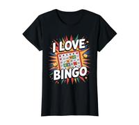 I Love Bingo Diversión Vibrante Explosión Camiseta gráfica económica, Mujer, Negro, XL