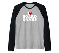 I Love Board Games, I Heart Board Games Camiseta Manga Raglan