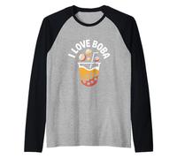I Love Boba Bubble Tea Bebida Diversión Camiseta Manga Raglan