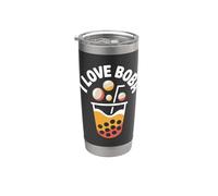 I Love Boba Bubble Tea Bebida Diversión Vaso térmico de acero inoxidable de doble pared