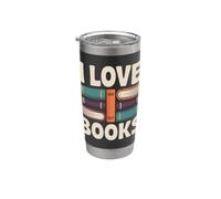 I Love Books Stack Books Reader Art Vaso térmico de acero inoxidable de doble pared