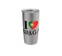 I Love Braga Portugal - Bandera de corazón Vaso térmico de acero inoxidable de doble pared