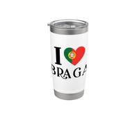 I Love Braga Portugal - Bandera de corazón Vaso térmico de acero inoxidable de doble pared