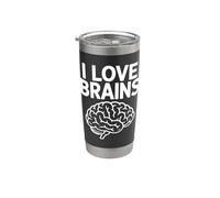I Love Brains Humor intelectual Vaso térmico de acero inoxidable de doble pared