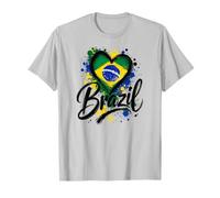 I Love Brazil Vacaciones Viaje Corazón Bandera Arte Diseño Turístico Camiseta