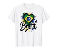 I Love Brazil Vacaciones Viaje Corazón Bandera Arte Diseño Turístico Camiseta