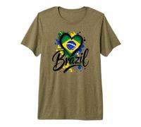 I Love Brazil Vacaciones Viaje Corazón Bandera Arte Diseño Turístico Camiseta Premium