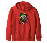 I Love Brazil Vacaciones Viaje Corazón Bandera Arte Diseño Turístico Sudadera con Capucha