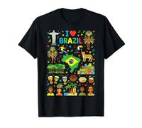 I Love Brazil Viaje Souvenir Vacaciones Raíces Brasileñas Camiseta