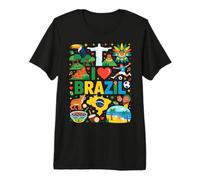 I Love Brazil Viaje Souvenir Vacaciones Raíces Brasileñas Camiseta Premium