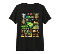I Love Brazil Viaje Souvenir Vacaciones Raíces Brasileñas Camiseta Premium