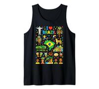 I Love Brazil Viaje Souvenir Vacaciones Raíces Brasileñas Camiseta sin Mangas