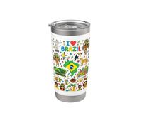 I Love Brazil Viaje Souvenir Vacaciones Raíces Brasileñas Vaso térmico de acero inoxidable de doble pared