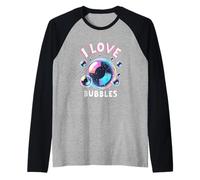 I Love Bubbles I Jabón Burbujas Niños Niñas Niños Camiseta Manga Raglan