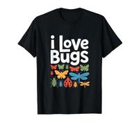 I Love Bugs - Patrón de Insectos Coloridos Camiseta gráfica económica, Hombre, Negro, M
