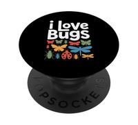 I Love Bugs - Patrón de Insectos Coloridos PopSockets PopGrip Adhesivo