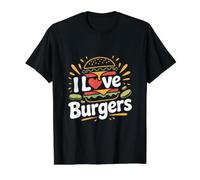 I Love Burgers Tasty Diseño Gráfico Camiseta gráfica económica, Hombre, Negro, M