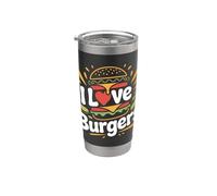 I Love Burgers Tasty Diseño Gráfico Vaso térmico de acero inoxidable de doble pared