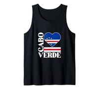 I Love Cabo Verde con bandera caboverdiana en un corazón Camiseta sin Mangas