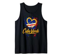 I Love Cabo Verde Vacaciones Travel Golden Heart Flag Turista Camiseta sin Mangas