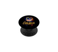 I Love Cabo Verde Vacaciones Travel Golden Heart Flag Turista PopSockets PopGrip Adhesivo