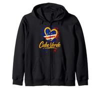 I Love Cabo Verde Vacaciones Travel Golden Heart Flag Turista Sudadera con Capucha