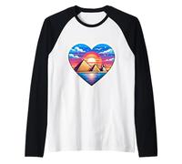 I Love Cairo Egipto Corazón Pirámides Esfinge Puesta de sol Souvenir Camiseta Manga Raglan