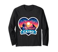 I Love Cairo Egipto Corazón Pirámides Esfinge Puesta de sol Souvenir Manga Larga