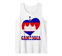 I Love Cambodia Orgullo Camboyano Orgullo Cool Bandera Corazón Diseño Camiseta sin Mangas