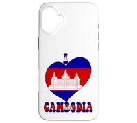 I Love Cambodia Orgullo Camboyano Orgullo Cool Bandera Corazón Diseño Carcasa para iPhone 16 Plus