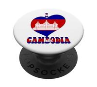 I Love Cambodia Orgullo Camboyano Orgullo Cool Bandera Corazón Diseño PopSockets PopGrip Adhesivo