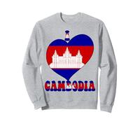 I Love Cambodia Orgullo Camboyano Orgullo Cool Bandera Corazón Diseño Sudadera