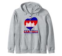 I Love Cambodia Orgullo Camboyano Orgullo Cool Bandera Corazón Diseño Sudadera con Capucha