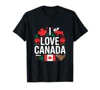 I Love Canada - Bandera de alce y castor con corazón Camiseta