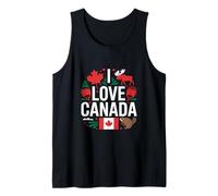 I Love Canada - Bandera de alce y castor con corazón Camiseta sin Mangas