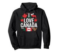 I Love Canada - Bandera de alce y castor con corazón Sudadera con Capucha