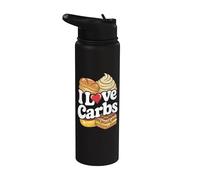 I Love Carbs Pan Waffles Delight Stainless Steel Insulated Water Bottle