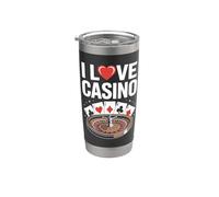 I Love Casino Ruleta Poker Cartas Diversión Vaso térmico de acero inoxidable de doble pared