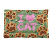 I Love Cats - Cama lavable para perros y gatos, color verde, suave, cómoda, antideslizante, para perros grandes, jumbo, medianos y pequeños, 36 x 24 pulgadas