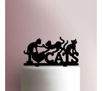 I Love Cats- Decoración acrílica para tartas de 6 pulgadas de ancho/rosa