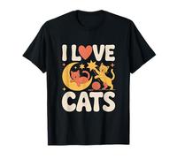 I Love Cats Moon Stars - Bigotes de Hilo Camiseta