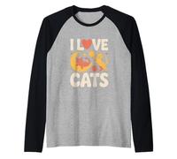 I Love Cats Moon Stars - Bigotes de Hilo Camiseta Manga Raglan