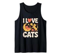 I Love Cats Moon Stars - Bigotes de Hilo Camiseta sin Mangas