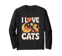 I Love Cats Moon Stars - Bigotes de Hilo Manga Larga