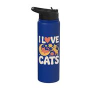 I Love Cats Moon Stars - Bigotes de hilo Stainless Steel Insulated Water Bottle
