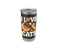I Love Cats Moon Stars - Bigotes de hilo Vaso térmico de acero inoxidable de doble pared