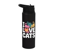 I Love Cats - Ovillo de lana con forma de corazón Stainless Steel Insulated Water Bottle