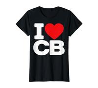 I Love CB Initials First Last Name Personalised Red Heart Camiseta gráfica económica, Mujer, Negro, XS